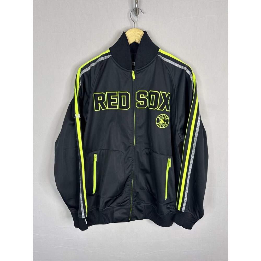 Boston Red Sox Track Jacket Mens M MLB Neon Black Streetwear Stitches L‎